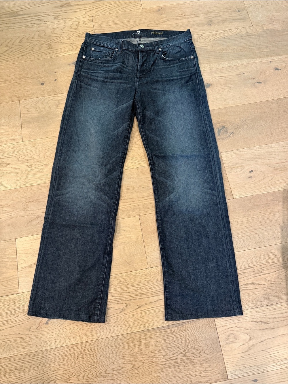 7 For All Mankind Men's Relaxed Straight Jeans in Dark Blue